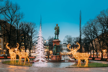 Helsinki, Finland. Statue Of Johan Ludvig Runeberg On Esplanadi Park