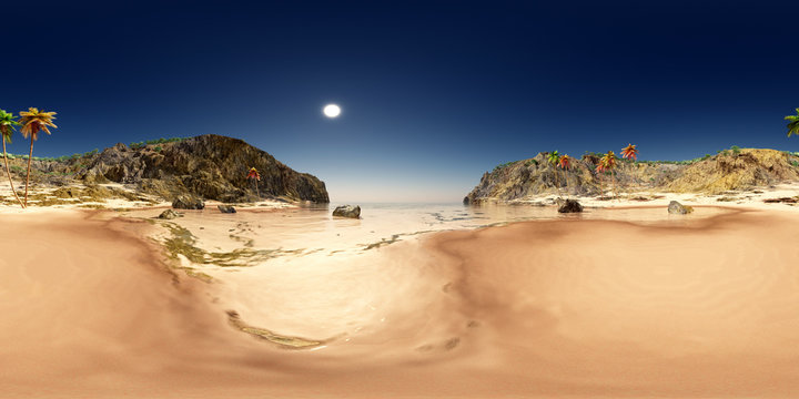 360 Grad Panorama mit einer Küstenlandschaft