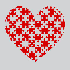 Red Puzzle Heart Pieces - JigSaw - Field Chess