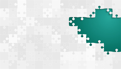 White Grey Puzzles Pieces - Vector Teal Jigsaw