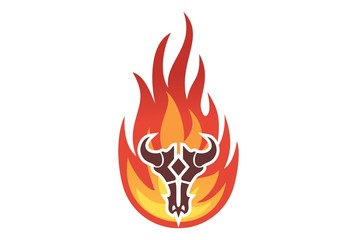 fire bull skull