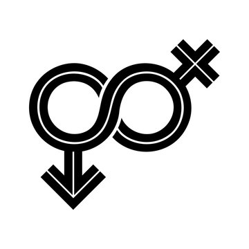 Gender Fluid Black Inline Icon. The icon incorporates the symbol of infinity to represent the multitude ways gender expresses itself in humanity.