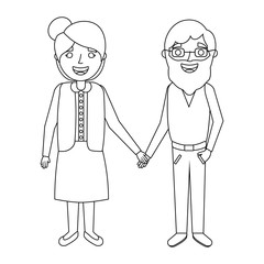 cute couple the old woman and man grandparents lovely vector illustration