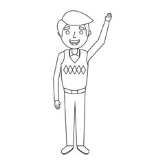 old man grandfather character standing vector illustration