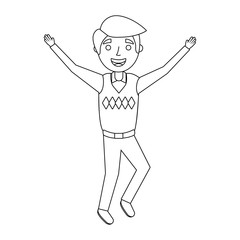 elderly man cartoon jumping from happiness vector illustration
