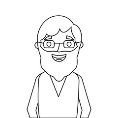 old man portrait of a pensioner grandfather character vector illustration