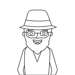 old man portrait of a pensioner grandfather character vector illustration