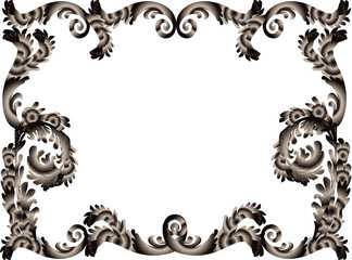 dark curled simple frame isolated on white