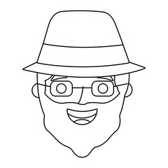 the face old man profile avatar grandfather vector illustration