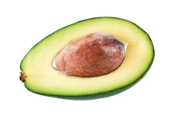 Half avocado with core isolated on a white background