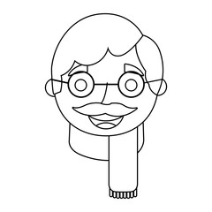 the face old man profile avatar of the grandfather vector illustration