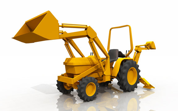 Compact tractor, front loader and backhoe