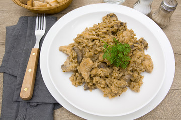 risotto poulet et champignons