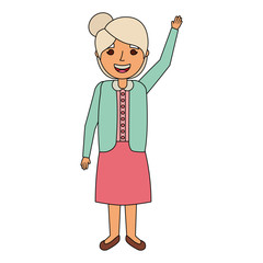 happy old woman grandma standing cartoon vector illustration