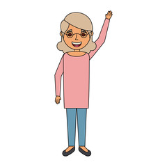 happy old woman grandma standing cartoon vector illustration