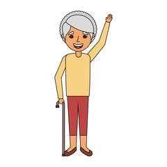 happy old woman grandma standing cartoon vector illustration