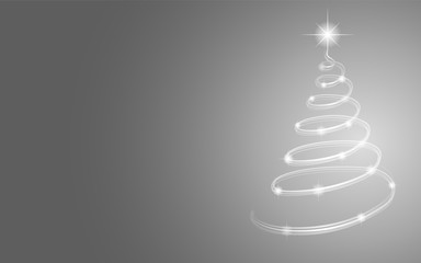 Christmas card with shiny tree and copyspace. Vector.