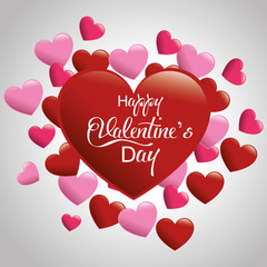 happy valentines day card with hearts vector illustration graphic design