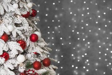 Closeup christmas tree with lights background