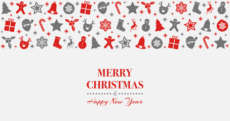 Concept of Christmas banner with wishes and decorations. Vector.