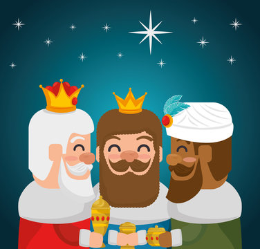 the three magic kings of orient wise men vector illustration graphic design 