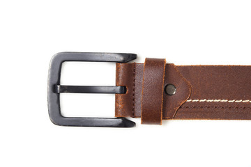 Brown genuine leather men's belt