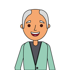 old man portrait of a pensioner grandfather character vector illustration