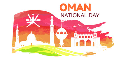 Obraz na płótnie Canvas Oman National Day Symbol Vector Illustration