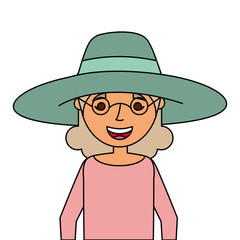 old woman portrait lady grandma cartoon vector illustration