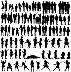 vector, isolated collection of people silhouettes
