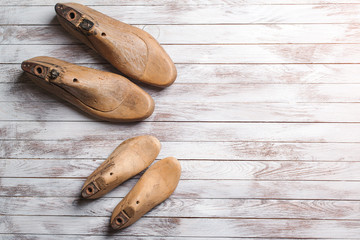 Wooden last for kids and mens footwear .