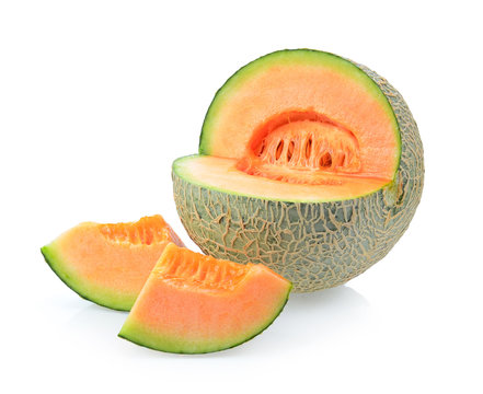 cantaloupe melon Full depth of field with clipping path. isolated on white background