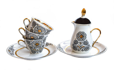 tea set, coffee set, saucer, Cup, white background