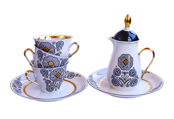 tea set, coffee set, saucer, Cup, white background