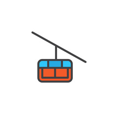 Cable car cabin filled outline icon, line vector sign, linear colorful pictogram isolated on white. Symbol, logo illustration. Pixel perfect vector graphics
