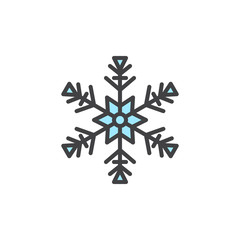 Snowflake filled outline icon, line vector sign, linear colorful pictogram isolated on white. Snow symbol, logo illustration. Pixel perfect vector graphics