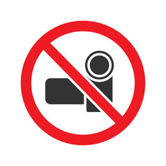 Forbidden sign with video camera glyph icon