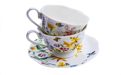 tea set, coffee set, saucer, Cup, white background