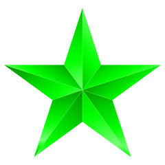 Christmas Star green - 5 point star - isolated on white