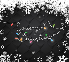 Merry Christmas text created of power cable with lots of colorful lights.
