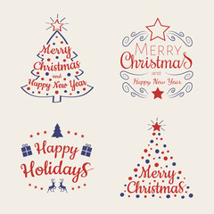 Concept of colourful Christmas wishes - set with icons. Vector.