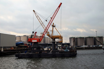 Cranes in the harbor of Vlaardingen, netherlands.