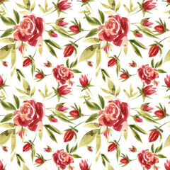 Flowers watercolor illustration. Seamless pattern. Mother's Day, wedding, birthday, Easter, Valentine's Day. Pastel colors. Spring. Summer.