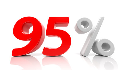 95 percent red symbol isolated on white background