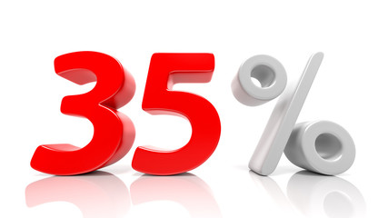 35 percent red symbol isolated on white background