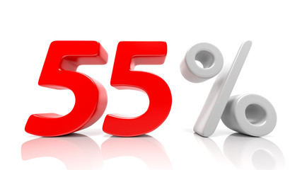 55 percent red symbol isolated on white background