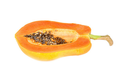 A piece of papaya on white background