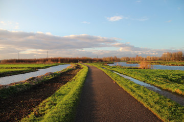 Fototapeta na wymiar Fields of Park Hitland in Nieuwerkerk aan den IJssel, Netherlands,
