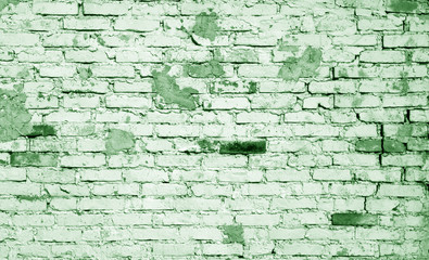 Old weathered brick wall pattern in green tone
