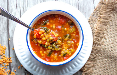 Bowl of lentil soup 
